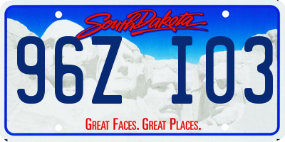 SD license plate 96ZI03