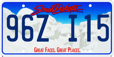 SD license plate 96ZI15