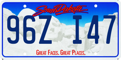 SD license plate 96ZI47