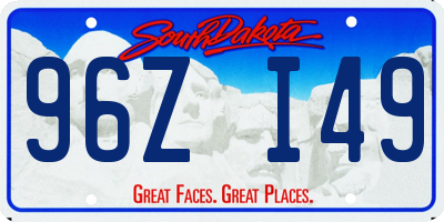 SD license plate 96ZI49