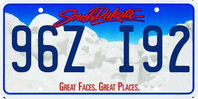 SD license plate 96ZI92