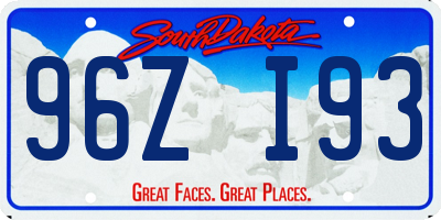 SD license plate 96ZI93