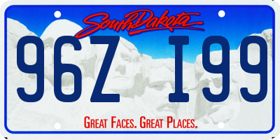 SD license plate 96ZI99