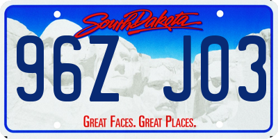 SD license plate 96ZJ03