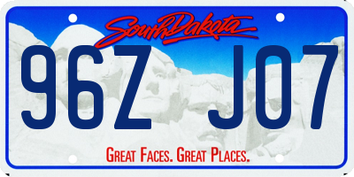 SD license plate 96ZJ07