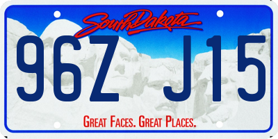 SD license plate 96ZJ15