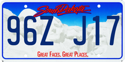 SD license plate 96ZJ17