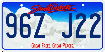 SD license plate 96ZJ22