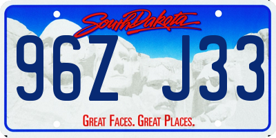 SD license plate 96ZJ33