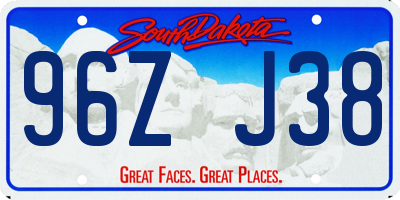 SD license plate 96ZJ38