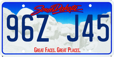 SD license plate 96ZJ45