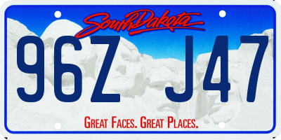 SD license plate 96ZJ47