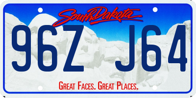 SD license plate 96ZJ64