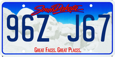 SD license plate 96ZJ67