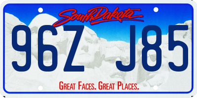 SD license plate 96ZJ85