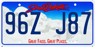 SD license plate 96ZJ87