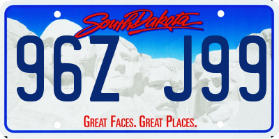 SD license plate 96ZJ99