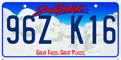 SD license plate 96ZK16