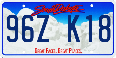 SD license plate 96ZK18