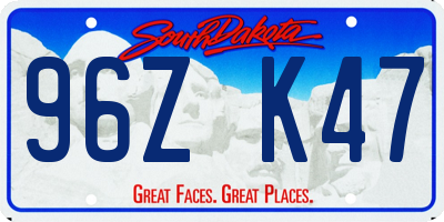SD license plate 96ZK47