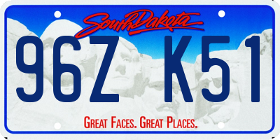 SD license plate 96ZK51