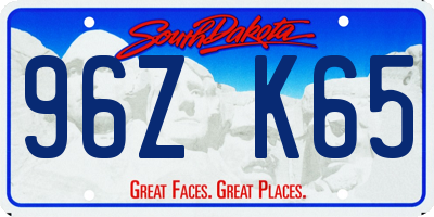 SD license plate 96ZK65
