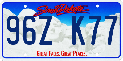 SD license plate 96ZK77