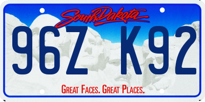 SD license plate 96ZK92