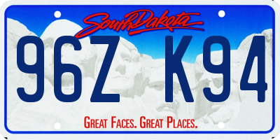 SD license plate 96ZK94