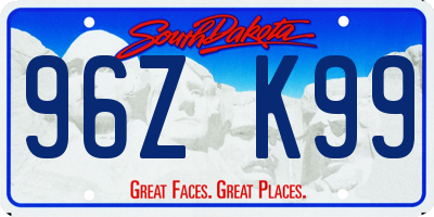SD license plate 96ZK99