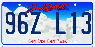 SD license plate 96ZL13