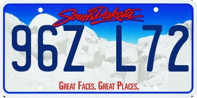 SD license plate 96ZL72