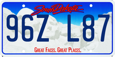 SD license plate 96ZL87
