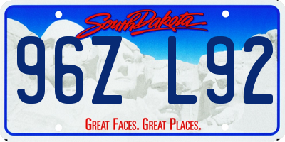 SD license plate 96ZL92