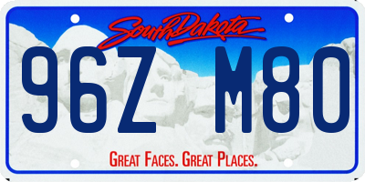 SD license plate 96ZM80