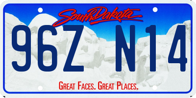 SD license plate 96ZN14