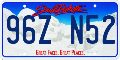 SD license plate 96ZN52