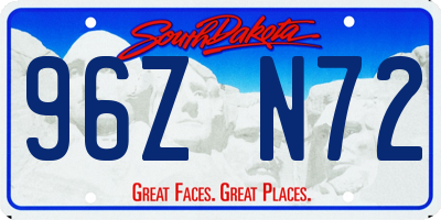 SD license plate 96ZN72