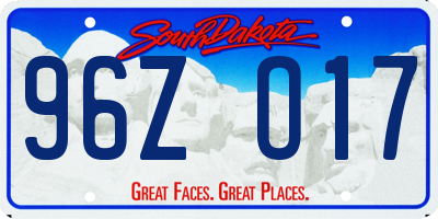 SD license plate 96ZO17