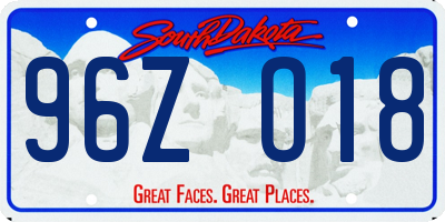 SD license plate 96ZO18