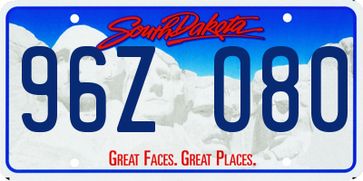 SD license plate 96ZO80