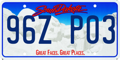 SD license plate 96ZP03