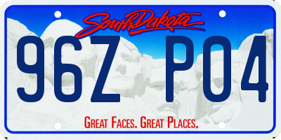 SD license plate 96ZP04