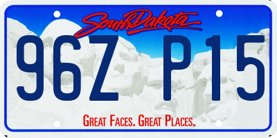 SD license plate 96ZP15