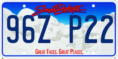 SD license plate 96ZP22