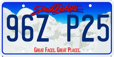 SD license plate 96ZP25