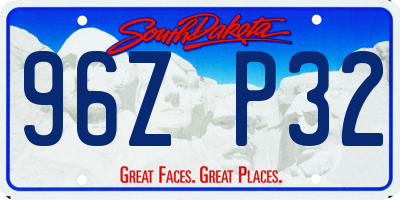 SD license plate 96ZP32