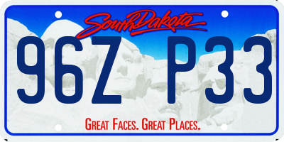SD license plate 96ZP33
