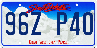 SD license plate 96ZP40