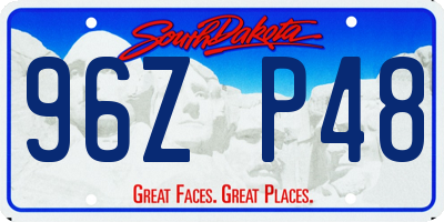 SD license plate 96ZP48